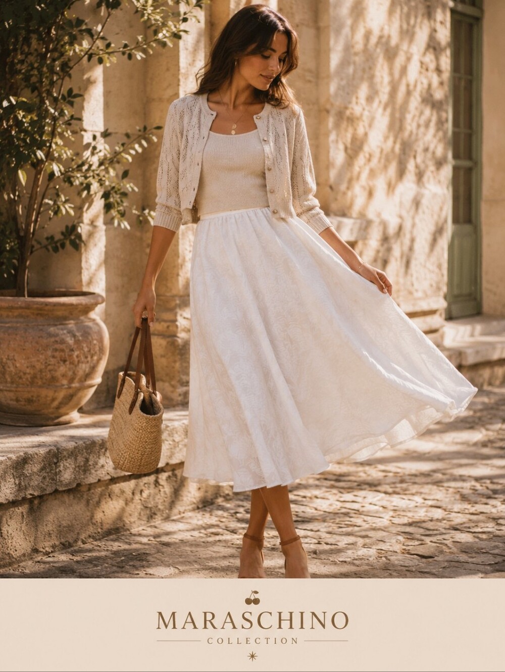 Christopher & Banks White A-Line Skirt Graduation Summer | Size 12